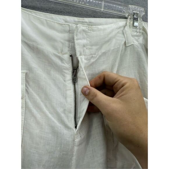 Tommy Hilfiger Y2K Womens White Linen Straight Zip Leg Cargo Pants Size 16 - Picture 6 of 12